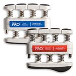 PROHANDS PRO Hand Exerciser, Finger Exerciser (Hand Grip Strengthener), Spring-Loaded, Finger-Piston System, Isolate and Exercise Each Finger, (Set of 2) (Blue, Red)