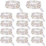 ABSOFINE Fairy String Lights 14Pcs Battery Operated String Lights 10Ft 30LED Copper Wire Lights Moon Lights for Christmas Party Centerpieces Decorations, Cool White