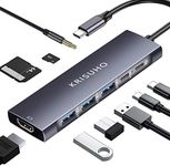 KRISUHO usb c docking station, usbc hub 9 in 1usb c multiport adapter 4K HDMI,3 x 3.0HUB,USB C Data Port,100W PD,Micro SD/SD Card Reader and 3.5mm Audio for MacBook Pro,XPS and usb c to hdmi