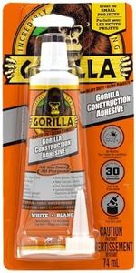 Gorilla Heavy Duty Construction Adhesive, All Weather Indoor & Outdoor, Paintable, Gap Filling, Non-Foaming, 2.5oz/74ml, Squeeze Tube, White, (Pack of 1), 8120001