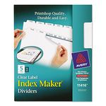 Avery Index Maker Clear Label Dividers for Laser and Inkjet Printers, 5 tabs, White, 1 Set, (11416)