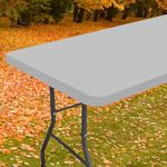 homing Rectangle Table Cloth Cover, Waterproof Polyester Elastic Fitted Tablecloth, Fits for 5 Foot Folding Tables, Washable Table Protector for Picnic, Camping, Outdoor (Light Grey, 30" x 60")