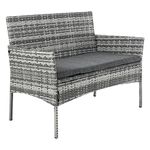 Azuma Grey Rattan 2 Seater Garden Bench Outdoor Furniture Steel frame Woven Cover