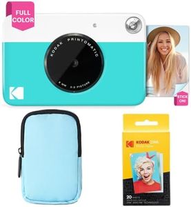 KODAK Printomatic Full-Color Instant Print Camera Starter Bundle + Soft Case + Zink 20 pack Photo Paper - Colorful Photos On 2x3" Sticky-Back Paper - Fun Gift for Birthday Christmas Holiday - Blue