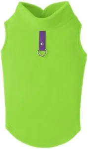 Gooby Fleece Vest Dog Sweater - Lime, Large - Warm Pullover Fleece Dog Jacket with O-Ring Leash - Winter Small Dog Sweater Coat - Cold Weather Dog Clothes for Small Dogs Boy or Girl