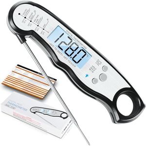 Instant Read Meat Thermometer for Cooking, Fast & Precise Digital Food Thermometer with Backlight, Magnet, Calibration, and Foldable Probe for Deep Fry, BBQ, Grill, and Roast Turkey