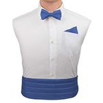 CM1024 Steel Blue Solid Manufacturers For Dress Pre-tied Bow Tie Hanky Cufflinks and Cummerbund Set by Epoint