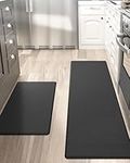 DEXI Kitchen Mat Anti Fatigue 2 Piece Kitchen Rugs Set for Kitchen Floor Comfort Standing Mat Runner Rug Non Slip,17"x29"+17"x59", Black