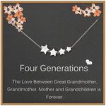 Four Generations Gift for Nanny, 925 Sterling Silver Four Star Necklace, Great Grandma Gifts from Grandchildren, Mother's Day Jewellery Gift Ideas for Women, Four Generations Necklace
