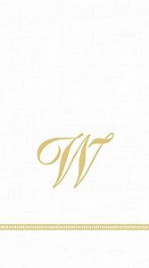 Caspari 3-Ply Paper Hemstitch Script White Monogram, 15 Count Guest Towel Napkins Letter W