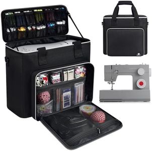 Sewing Machine Carrying Case with Removable Top Cover, Sewing Machine Bag with Shoulder Strap & Pockets, Fits Most Standard Machines and Accessories, for Brother/for Singer/for Janome,Black (Bag Only)