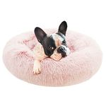 Eterish Fluffy Round Calming Dog Bed Plush Faux Fur, Anxiety Donut Pink Large Dog Bed for Small, Large Dogs and Cats, Pet Cat Bed with Raised Rim, Machine Washable, 30 inches Pink