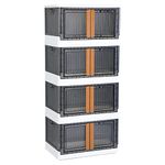 HAIXIN Stackable Lidded Storage Bin - Bathroom Organizer, Plastic Shelves Organizer, Storage Bins with Lids, Collapsible Outdoor Storage Box, 19 Gal Office Organization, 4 Pack Cube Storage Organizer