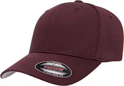 Flexfit Men's Athletic Baseball Fitted Cap, Maroon, Small-Medium