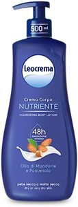 Leocrema - Crema Corpo Nutriente, per Pelli Secche e Disidratate, con Olio di Mandorle e Pantenolo, Crema Corpo Idratazione per 48 ore, 500ml