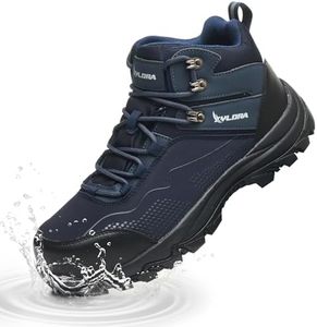 Xyldra Waterproof Steel Toe Boots for Men Wide Width Non Slip Work Boots Lightweight Slip Resistant Safety Shoes Indestructible Construction Composite Toe Sneakers(Blue-W- 45)