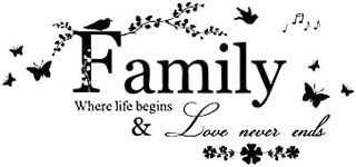 Blinggo Family Letter Quote Removable Vinyl Decal Art Mural Home Decor Wall Stickers