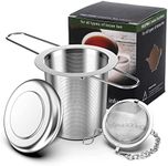 Geepen 2 Pack Tea Strainer Tea Infuser Stainless Steel Tea Filter for Loose Tea with Extra Fine Mesh Tea Steeper Fits Standard Cups Mugs and Teapots,Silver