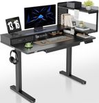 ARTIKEL Stackon Electric Height Adjustable Standing Desk with Shelves, Keyboard Tray & Storage Drawers |Sit-Stand Desk for Home Office| Ergonomic Table with Hook |120x70cm Black