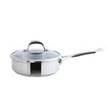 Meyer Select Stainless Steel Sautepan | Fry pan with Lid | Saute pan with Triply Base | Gas and Induction Suitable, 2.8 Liters/24cm (Induction & Gas Compatible)