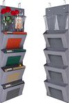 YOLOXO Heavy Duty Over The Door File Organizer, Wall Mounted Hanging Wall File Organizer for File Folders, School Mailbox, Home/Office Papers (Grey)