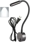 Black Reading Lamps LED Wall Mounted Study Reading Light for Bed Headboard Gooseneck US Plug Corded-Electric Sconce Lamp Spot LED AC85-265V ( 6000K White)