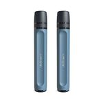 LifeStraw Peak Series - Personal Water Filter Straw for Backup Filtration, Emergency, Survival, and Ultralight Hydration, Mountain Blue, 2 Pack, Stocking Stuffers, Christmas Gifts for Men and Women