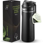 SipX™ Triple-Insulated Stainless Steel Water Bottle - 18oz. With Straw Lid, Reusable Insulated Water Bottle Keeps Cold For 12 Hours, Metal Water Bottle Made Of Sustainable Material For Hiking & Biking