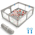 Baby Playpen, 72” x 59” Extra Large Baby Play Pen Play Yard, PARASAKA Playpen for Babies and Toddlers, Portable Baby Fence Play Area, Baby Gate Playpen, Baby Playard Playyard with Zipper Door