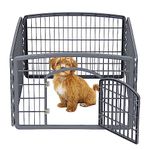 IRIS USA 60 cm Exercise 4-Panel Pet Playpen with Door, Dog Playpen, Puppy Playpen, Small and Medium Dogs, Keep Pets Secure, Easy Assemble, Rust-Free, Heavy-Duty Molded Plastic, Customizable, Gray