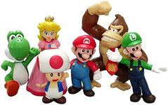 SUVIYA 6 Pcs Super Mario Brothers Cake Topper Figures Toy Set - Mario Brothers Action Figures Set - Mario Bros Toys Birthday Cake Decorations Party Supplies