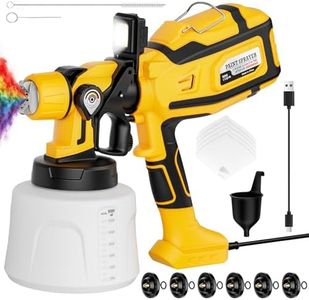 Paint Sprayer for House Painting, Paint Sprayer with Easy to Clean Design, 1400ml (47oz) Container, 6 Brass Nozzles & LED Light, 3 Spray Patterns for House, Fence, Furniture, DIY, Garden, Walls