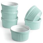 homEdge Porcelain Ramekins Set, 240 ml / 8 Fl Ounces Ice Cream Bowl, Creme Brûlée Ramekins Soufflé Cup for Baking, Set of 6 Turquoise