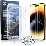 SmartDevil 3-Pack Screen Protector for iPhone 14 Pro with 3-Pack Camera Lens Protector, Clear 9H Tempered Glass Film, Super Fast Installation (Dust-Free & Bubble-Free), Alignment Tool