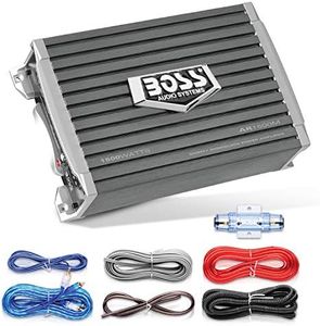 BOSS Audio Systems AR1500MK Car Amplifier and 8 Gauge Wiring Kit - 1500 Watts Max Power, 2/4 Ohm Stable, Class AB, Monoblock, Mosfet Power Supply, Remote Subwoofer Control