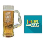 TheYaYaCafe Yaya Cafe Beer Proof God Love Us Happy Engraved Beer Mug with Quotes - Muscular Beer 610ml
