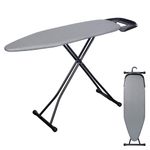 Extra Large Ironing Board, 15'' X 47'' Foldable Adjust Height Iron Board with Rest, Compact Portable Ironing Board with Heat-Resistant Cover, Wall Mount & Closet Hanger for Home Use