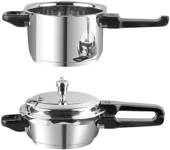 Vinod Sandwich Bottom Stainless Steel Pressure Cooker Combo Set of 2 with common Lid | 4.5 Litre and 7 Litre | Induction and Gas Base | ISI and CE Certified | 2 Year Warranty