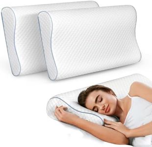 Dreamz 2 Pack Cervical Memory Foam Pillow for Neck Pain Relief – Ergonomic Contour Pillow with Dual Height Support (8cm/11cm),Orthopedic Bed Pillow for Side,Back & Stomach Sleepers - 60x35cm （White）