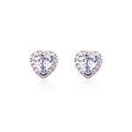 Love Heart Stud Earring 925 Sterling Silver Sparkling Zircon White Gold Plated Crystal Jewelry Gifts For Women