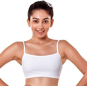 Enamor Women's Slim Strap Stretch Cotton Non-Padded Antimicrobial Beginners Slip-on Wireless Teenager Full Coverage Bra(BB02-White-XS)