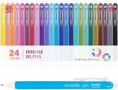ParKoo Erasable Gel Pens, 24 Colors Retractable Erasable Colored Pens Fine Point 0.7mm, Make Mistakes Disappear, Assorted Color Inks for Drawing Coloring Writing Planner