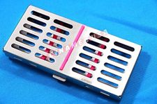 NEW PREMIUM GERMAN STAINLESS DENTAL AUTOCLAVE STERILIZATION CASSETTE RACK BOX TRAY FOR 7 INSTRUMENTS-PINK