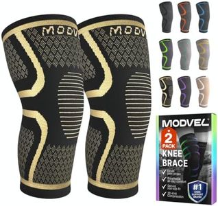 Modvel Compression Knee Brace for Women & Men - 2 Pack Knee Brace for Women Running Knee Pain, Knee Support Compression Sleeve, Workout Sports Knee Braces for Meniscus Tear ACL & Arthritis Pain Relief