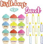 63 Piece Set Cupcake Cutouts for Bulletin Board and Student Birthdays, Classroom and Teacher Supplies