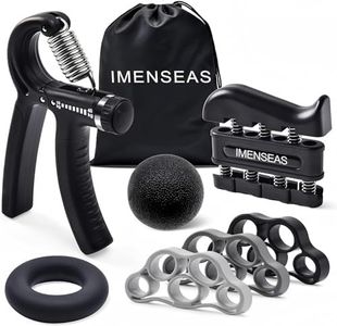IMENSEAS Hand Grip Strengthener 7 Pack Adjustable Hand Gripper, Finger Stretcher Resistance Extensor Bands, Finger Exerciser, Grip Strength Ring & Stress Relief Ball for Athletes & Musicians - Black