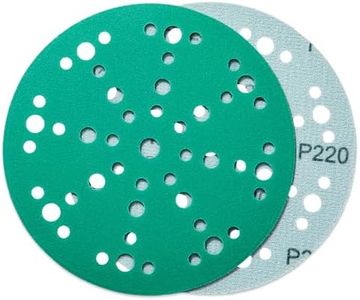 Husbra Enetics 6-Inch Abrasive Sanding Discs 100 Pack 220 Grit Sandpaper, 49-Hole Hook and Loop Film Backing Sanding Discs Compatible with Sanders