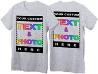 Custom T-Shirts - Personalized Unisex Crewneck Tee Shirts - Customize Your Image & Text & Photo - Men Women Adult Unisex Size - 3X-Large Sport Grey