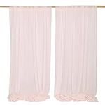 Lookein Blush Wedding Backdrop Wrinkle-Free White Sheer Backdrop Curtains 10ft x 10ft Chiffon Fabric Drapes for Wedding Ceremony Arch Party Stage Decoration