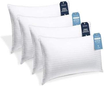 Beckham Hotel Collection 4-Pillow Set – 2 Down Alt & 2 Memory Foam Queen Pillows